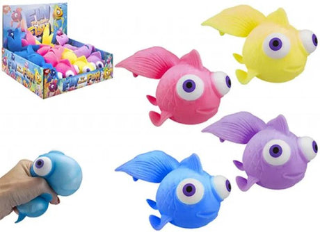 13cm Fin Squishy Fishy with Jumbo Eyes Toy Assorted Colours - Mill Race Garden Centre