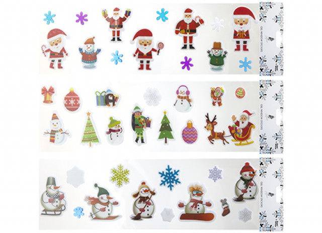 15 x 55cm Christmas Gel Window Stickers Assorted