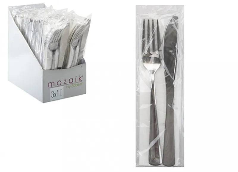 Cutlery Set Silver Knife Fork Napkin 22cm - Mill Race Garden Centre