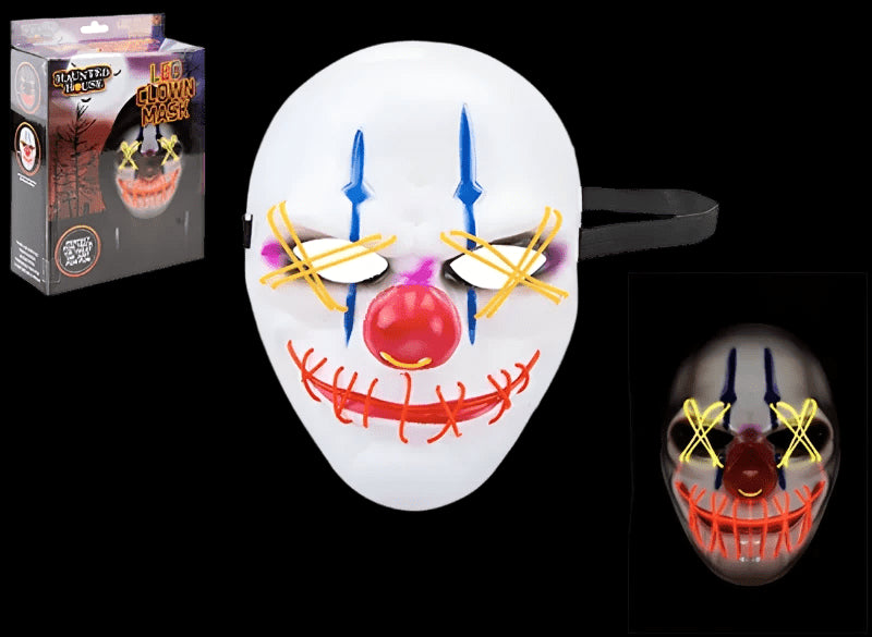 Neon Lit Halloween Clown Mask