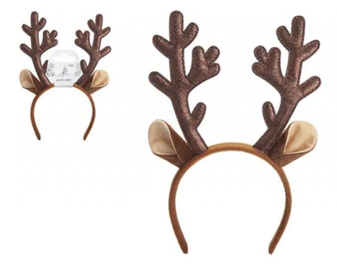 Reindeer Glitter Antlers with Ears Headband