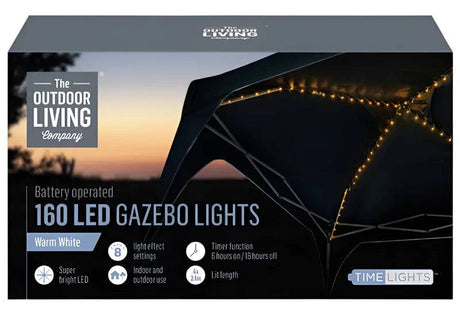 160 LED Warm White Solar Gazebo Lights 3 x 3m by Premier - Mill Race Garden Centre