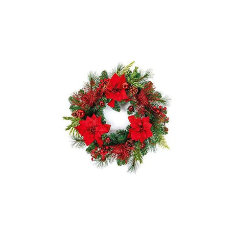 50cm Red Poinsettia Wreath - Mill Race Garden Centre