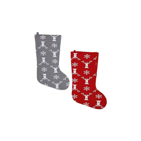 60cm Reindeer Stocking 2 Asst - Mill Race Garden Centre