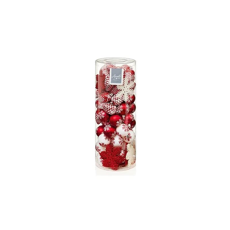 84 piece Red and White Mix Christmas Tree Baubles by Premier