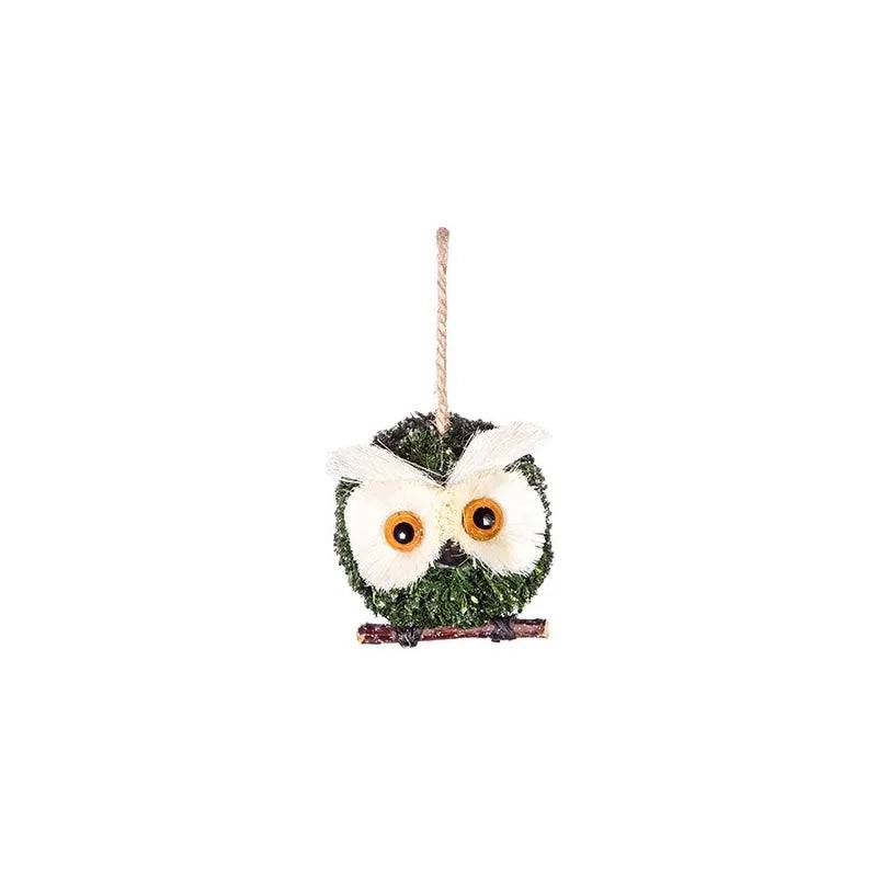 9.5cm Nat-Gr Round Bristle Owl - Mill Race Garden Centre