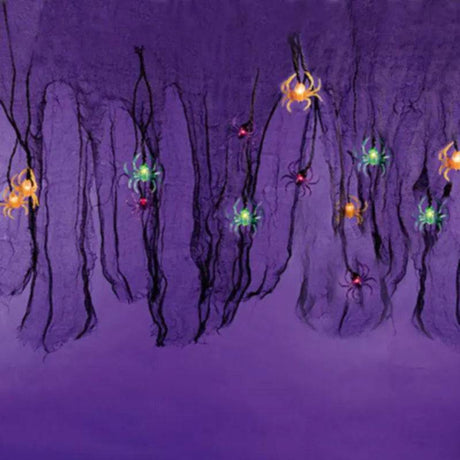 Halloween 10 Battery Operated Warm White LED Spider Curtain Lights - Mill Race Garden Centre