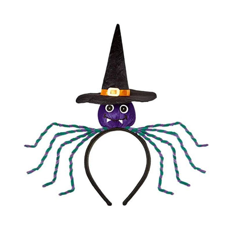 Halloween 30cm Spider with Witch Hat Headband - Mill Race Garden Centre