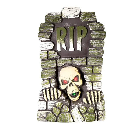 Halloween 56cm Battery Operated Animated Tombstone with Lit Eyes by Premier - Mill Race Garden Centre