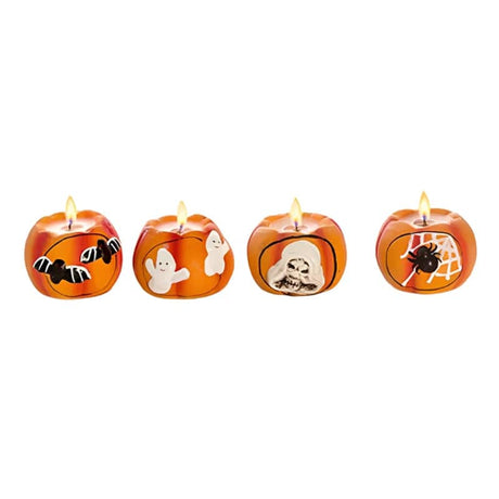 Halloween 5cm Ceramic Pumpkin Candle Assorted - Mill Race Garden Centre