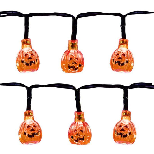 Halloween Battery Operated Pumpkin String of 10 Red LED Lights - Mill Race Garden Centre