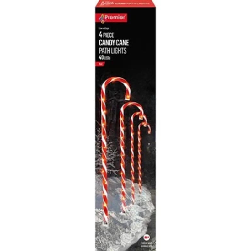 Red CandyCane Path Lt 40LED 4pcs - Mill Race Garden Centre