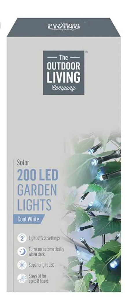 Solar 200 LED Cool White Garden Lights by Premier - Mill Race Garden Centre