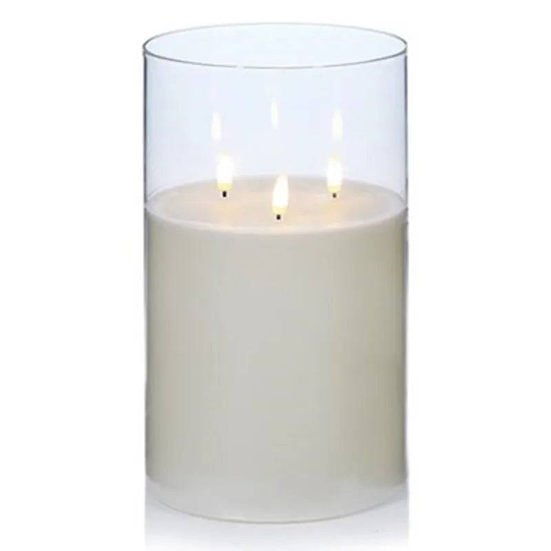 Triple Flame FlickaBright in Clear Glass - 25cm