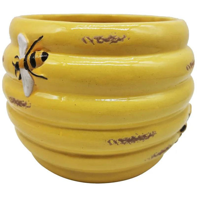 Honey Pot Planter Yellow Ceramic - Mill Race Garden Centre