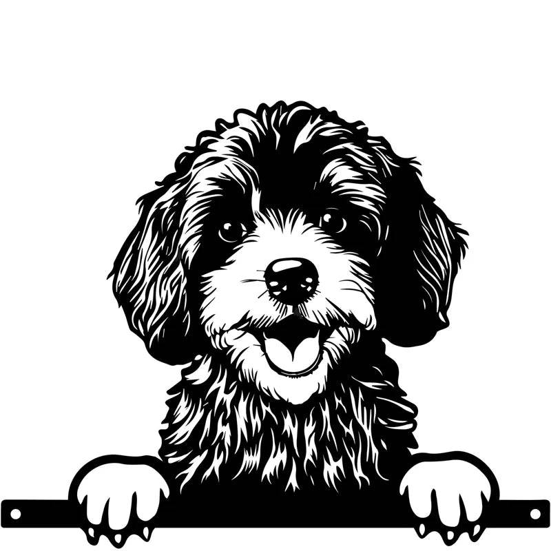 Metal Cockapoo Peeking Silhouette by Primus | Mill Race Garden Centre