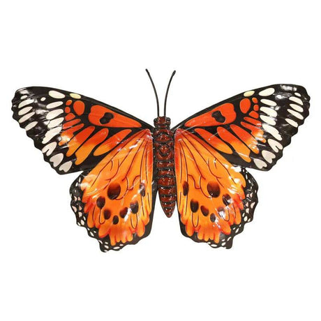 Metal Orange Butterfly Wall Art Medium - Mill Race Garden Centre