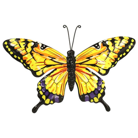 Metal Yellow Butterfly Wall Art Large - Mill Race Garden Centre