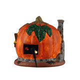 Lemax Spooky Town pumpkin skull house table accent with spooky Halloween design, perfect for festive Halloween displays
