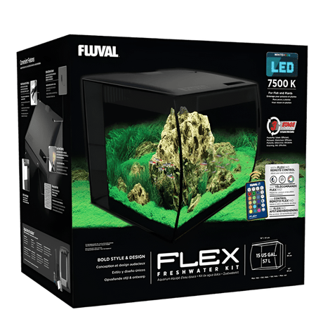 Black Fluval Flex 57L Aquarium Kit - Mill Race Garden Centre