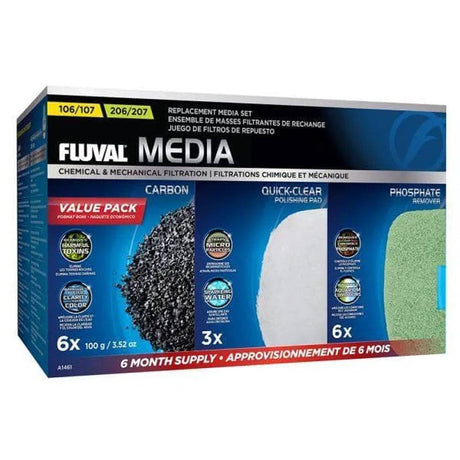 Fluval 107/207 Media Value Pack (inc 6 x Carbon Bags 3 x Quick Clear P - Mill Race Garden Centre
