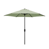Kettler 3m wind-up parasol with sage canopy, grey frame, auto tilt, and night cover for outdoor shading and furniture.
