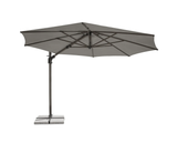Kettler Luna 3m round cantilever parasol with slate canopy, granite base, and night cover in outdoor furniture setting
