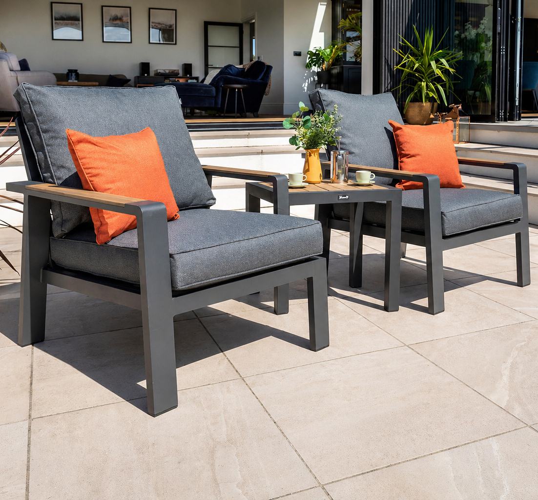 Hartman Sonas Bistro Set with metal table and chairs, perfect for outdoor seating and garden relaxation.