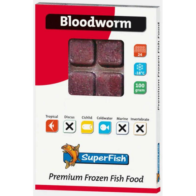 SuperFish Frozen Fish Food Bloodworm 100g - Mill Race Garden Centre