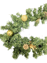 Kaemingk 6ft Glitter Christmas Garland with Pinecones & Ornaments - Mill Race Garden Centre