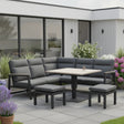 Kettler Tudor Mini Corner Set with two footstools and a square high/low metal table, outdoor furniture by Kettler Charlbury Signature