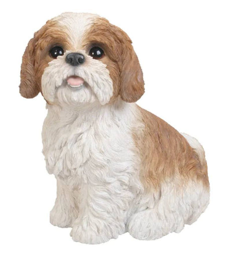 Brown Shih-Tzu Sitting Real Life Resin Ornament By Vivid Arts - Mill Race Garden Centre