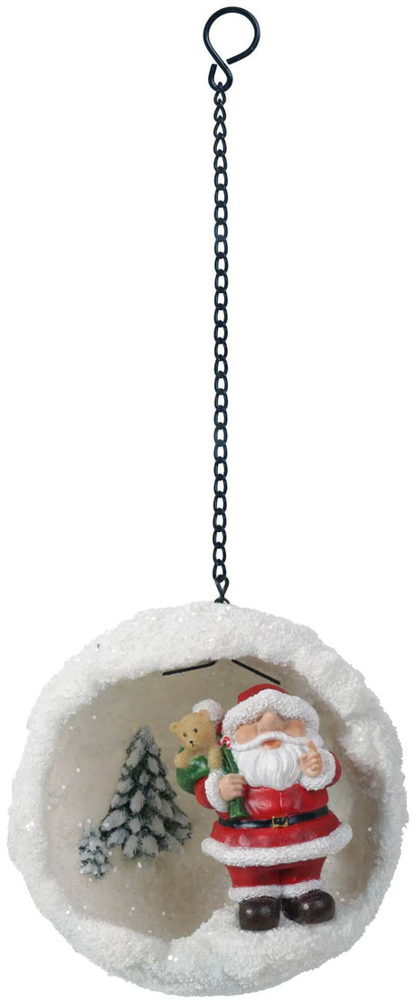 Hanging Playful Santa Snowball Ornament by Vivid Arts - Mill Race Garden Centre