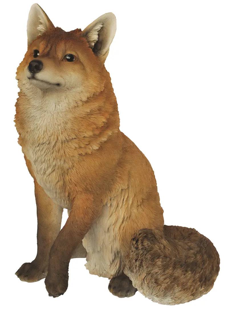 Large Real Life Sitting Fox Resin Ornament  by Vivid Arts