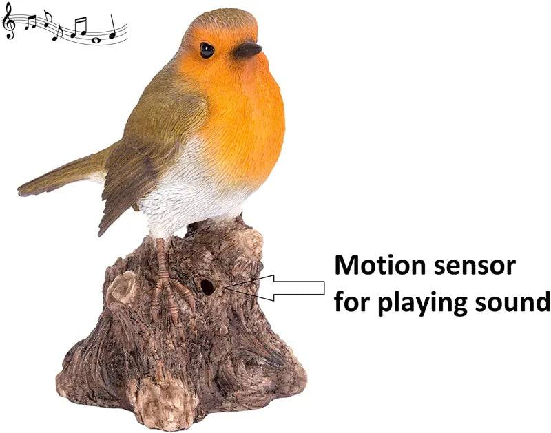 Musical Singing Robin on Stump Resin Ornament by Vivid Arts - Mill Race Garden Centre