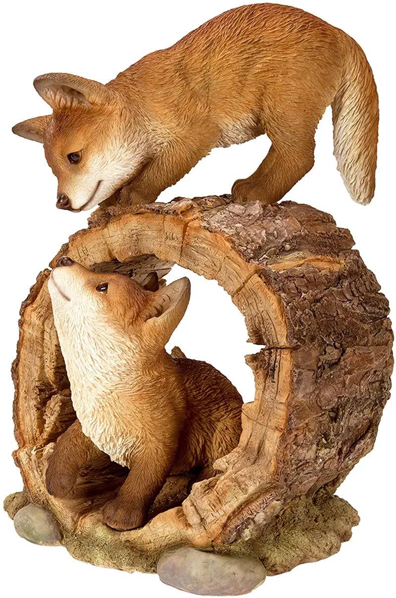 Playful Fox Cubs Ornament Size B by Vivid Arts - Mill Race Garden Centre