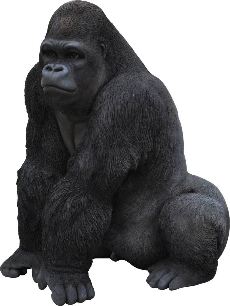Vivid Arts life-size gorilla resin ornament for outdoor decoration, detailed realistic resin sculpture of a gorilla.