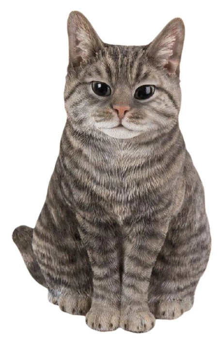 Real Life Sitting Cat Tabby - Mill Race Garden Centre