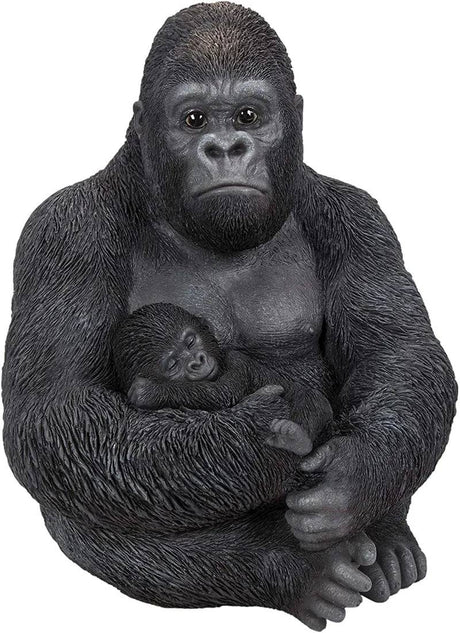 Real Life Sitting Gorilla and Baby Ornament Size D by Vivid Arts - Mill Race Garden Centre