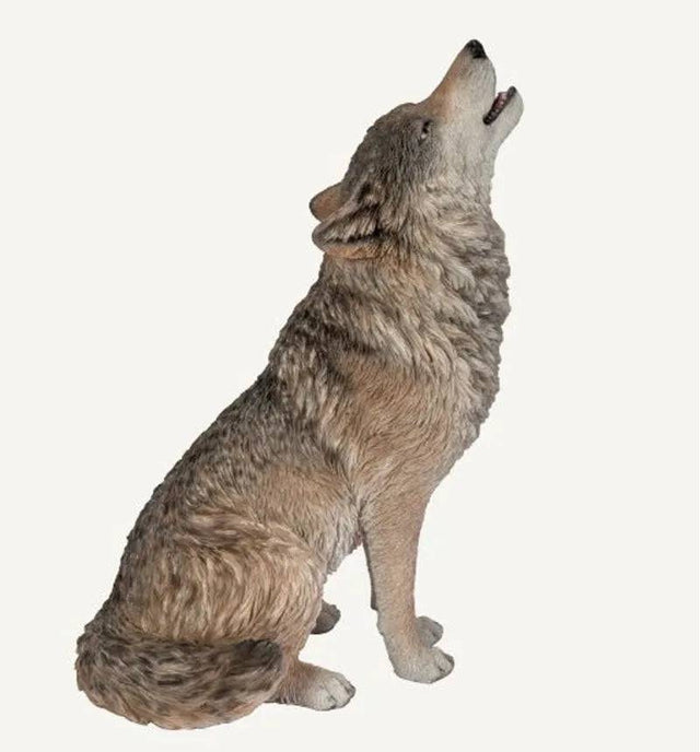Real Life Sitting Wolf Ornament Size D by Vivid Arts - Mill Race Garden Centre