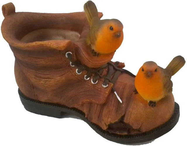 Robin Boot Planter Ornament by Vivid Arts - Mill Race Garden Centre