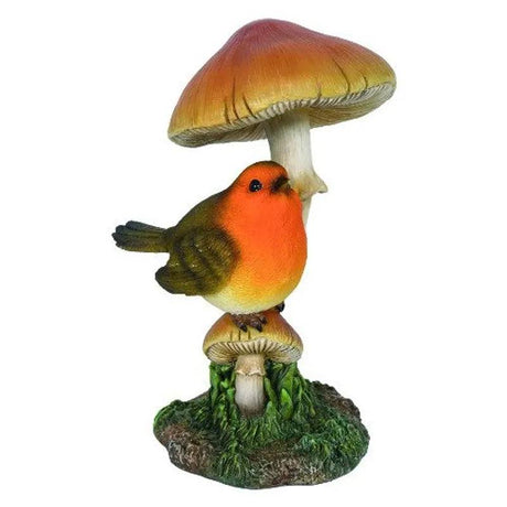 Robin on Toadstool - Mill Race Garden Centre