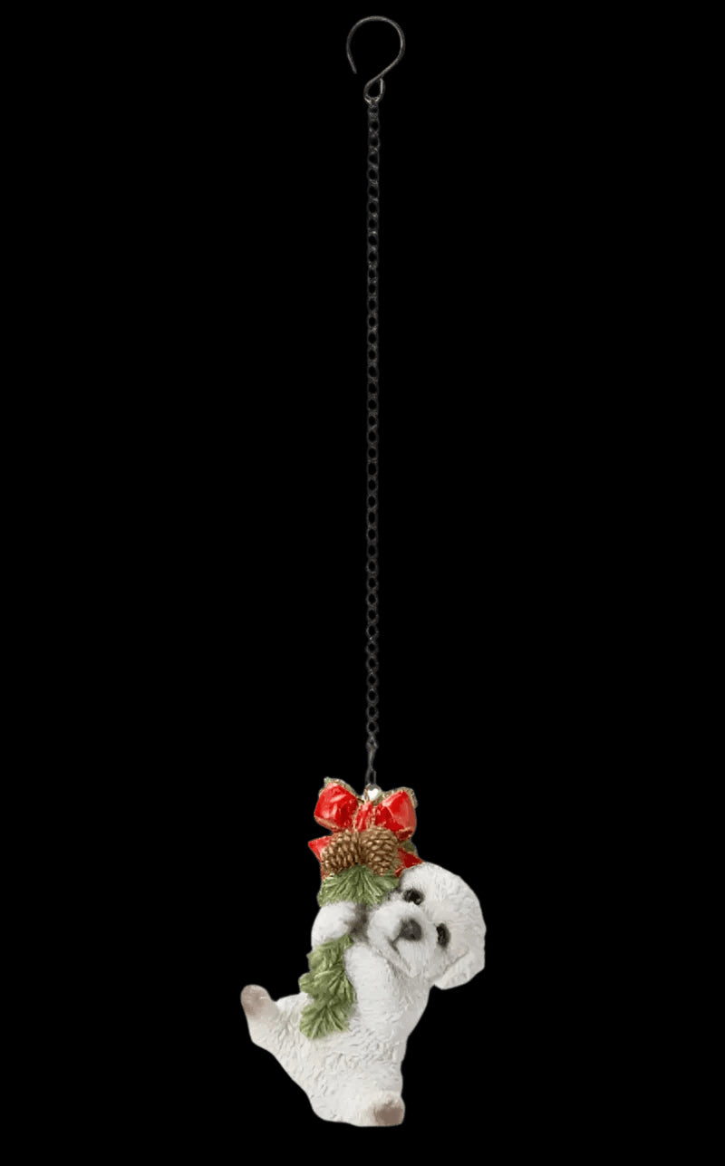 Vivid Arts Christmas Hanging Bichon Frise Puppy Ornament Size G