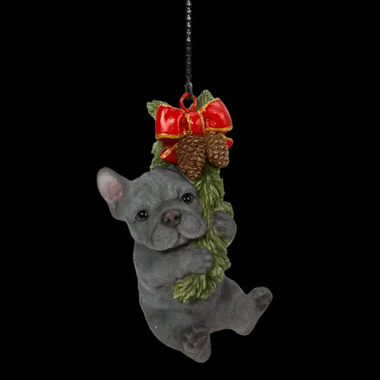 Vivid Arts Christmas Hanging Blue French Bulldog Puppy Ornament Size G