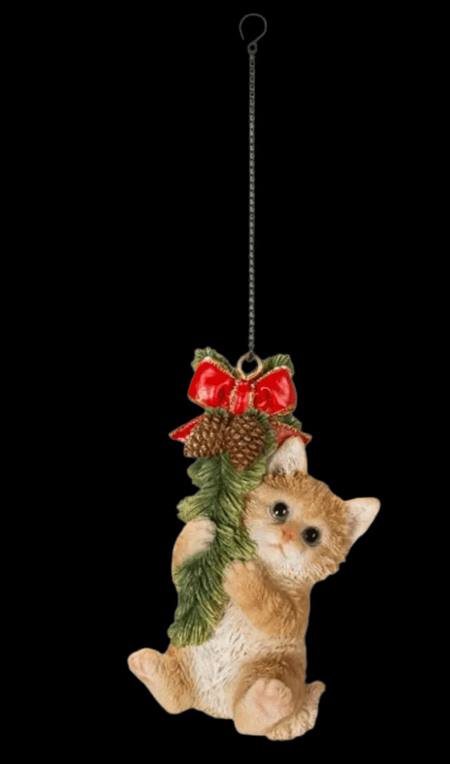 Vivid Arts Christmas Hanging Ginger Kitten Ornament Size G - Mill Race Garden Centre