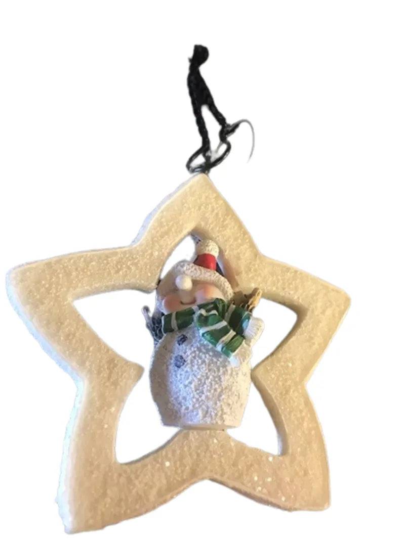 Vivid Arts Hanging Star with Snowman Resin Ornament - Mill Race Garden Centre