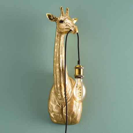 Werner Vob WERNS® Lucie Giraffe wall light in gold, luxury indoor German designer lamp, 61cm tall, decorative animal wall fixture.