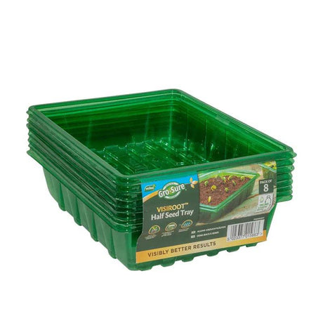 Gro-Sure Visiroot Half Seed Trays 8pk - Mill Race Garden Centre