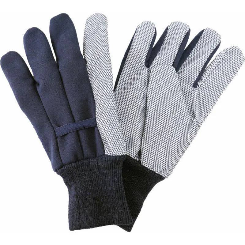 KS Jersey Cotton Grip Gloves Large Navy - Mill Race Garden Centre