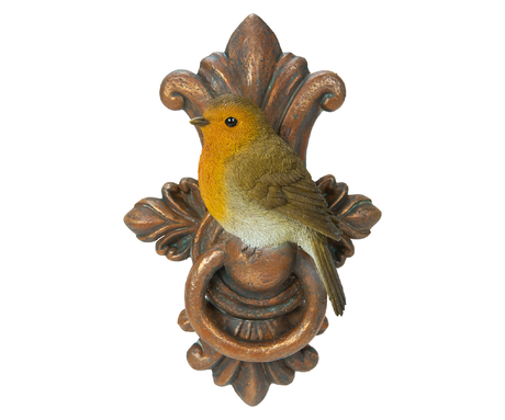 Robin On Door Knocker Real Life Resin Ornament By Vivid Arts - Mill Race Garden Centre